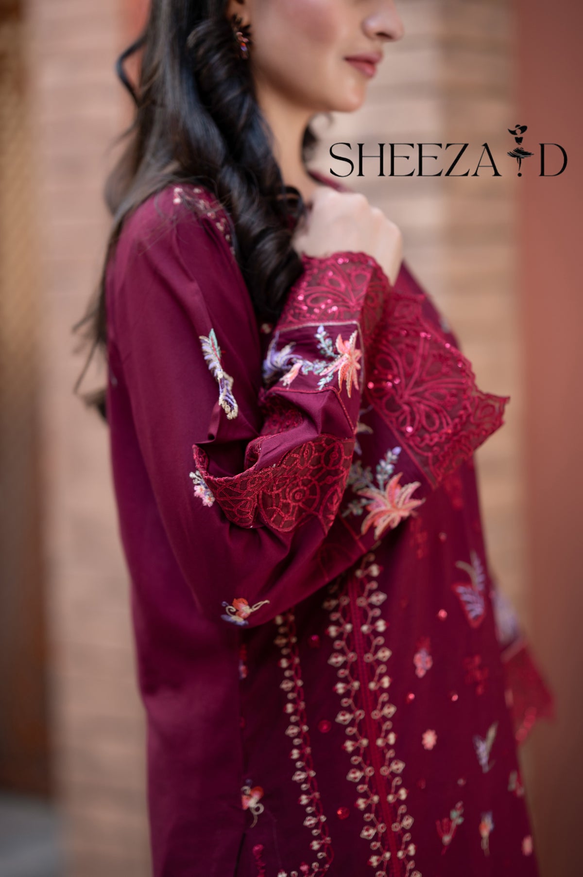 Mahroon Luxury Embroidered 3 Piece Lawn Suit