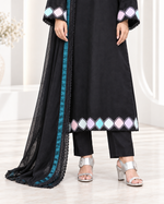 Noir Grace – Black Embroidered Viscose 3 Piece Suit