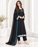 Noir Grace – Black Embroidered Viscose 3 Piece Suit