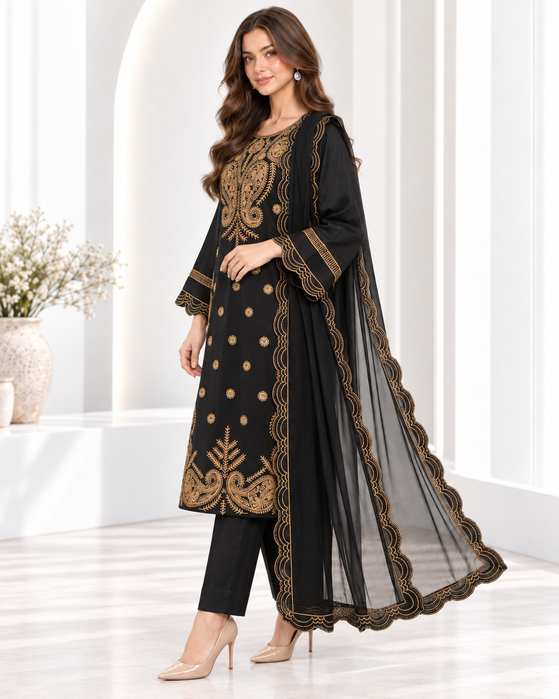Royal Noir Ready To Wear 3 Pcs Embroidered Viscose | SDVL-05