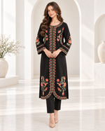 Midnight Gold Ready To Wear Embroidered Viscose Kaftan | SDVL-03