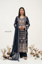 Navy Blue Hand-Embroidered Luxury 3-Piece Suit
