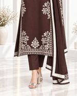 Brown Elegance – Embroidered Viscose 3-Piece Suit