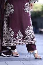 Brown Elegance – Embroidered Viscose 3-Piece Suit