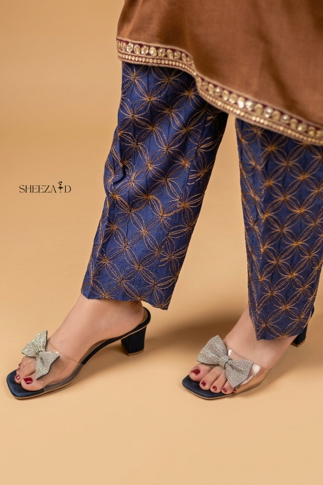 2PC Embroidered Raw Silk Suit | Casual Suit