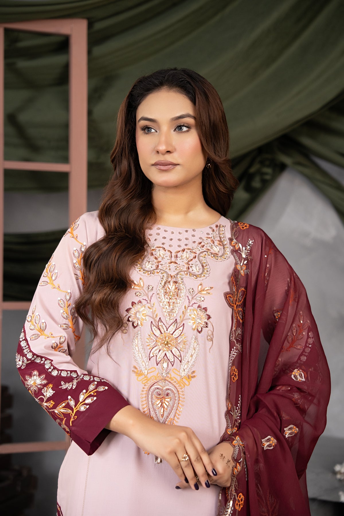 Blush Maroon Elegance 3pcs Lawn Suit