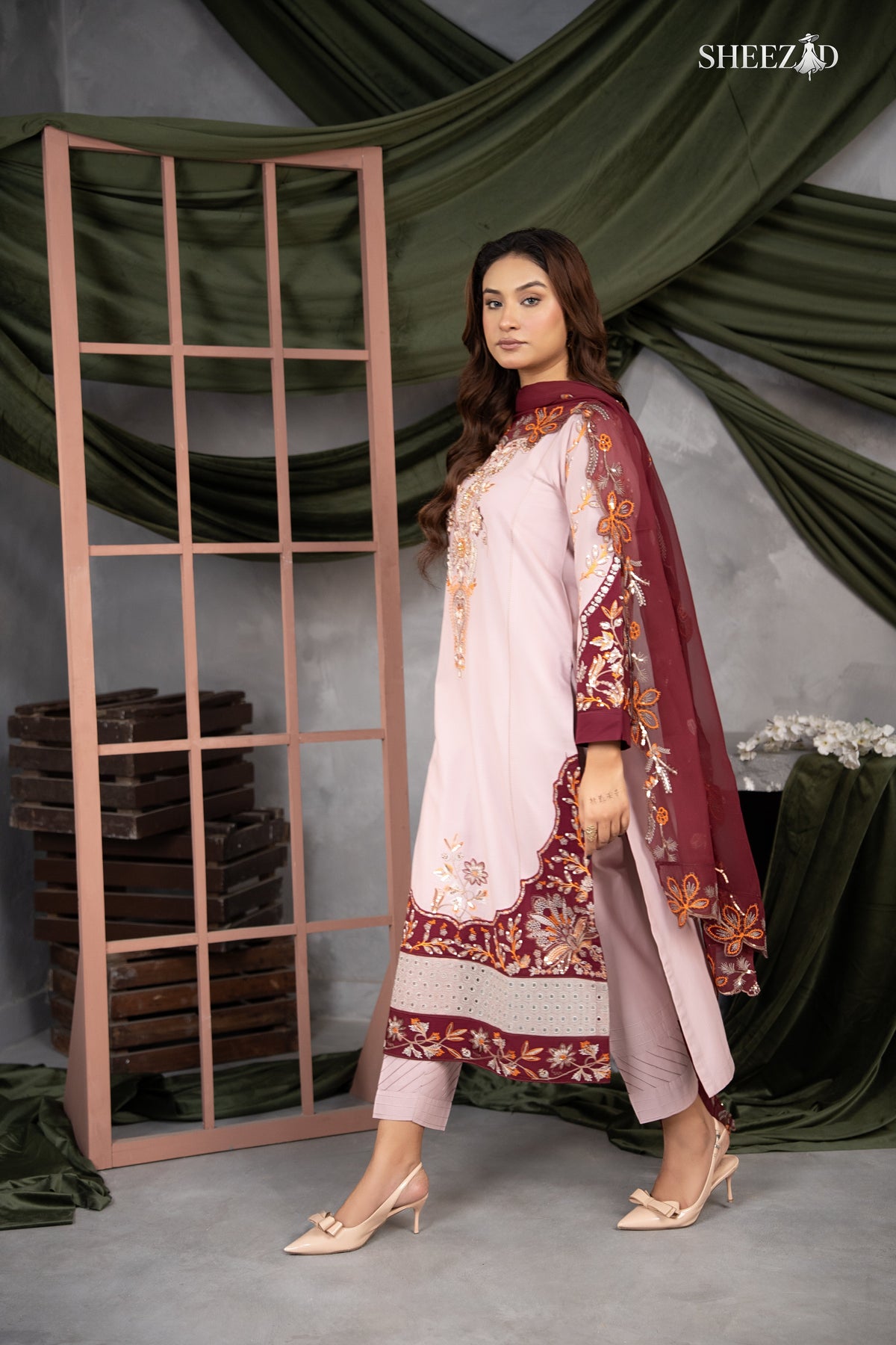 Blush Maroon Elegance 3pcs Lawn Suit