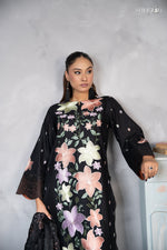Black Lawn 3 Piece Multi Floral Embroidered Suit