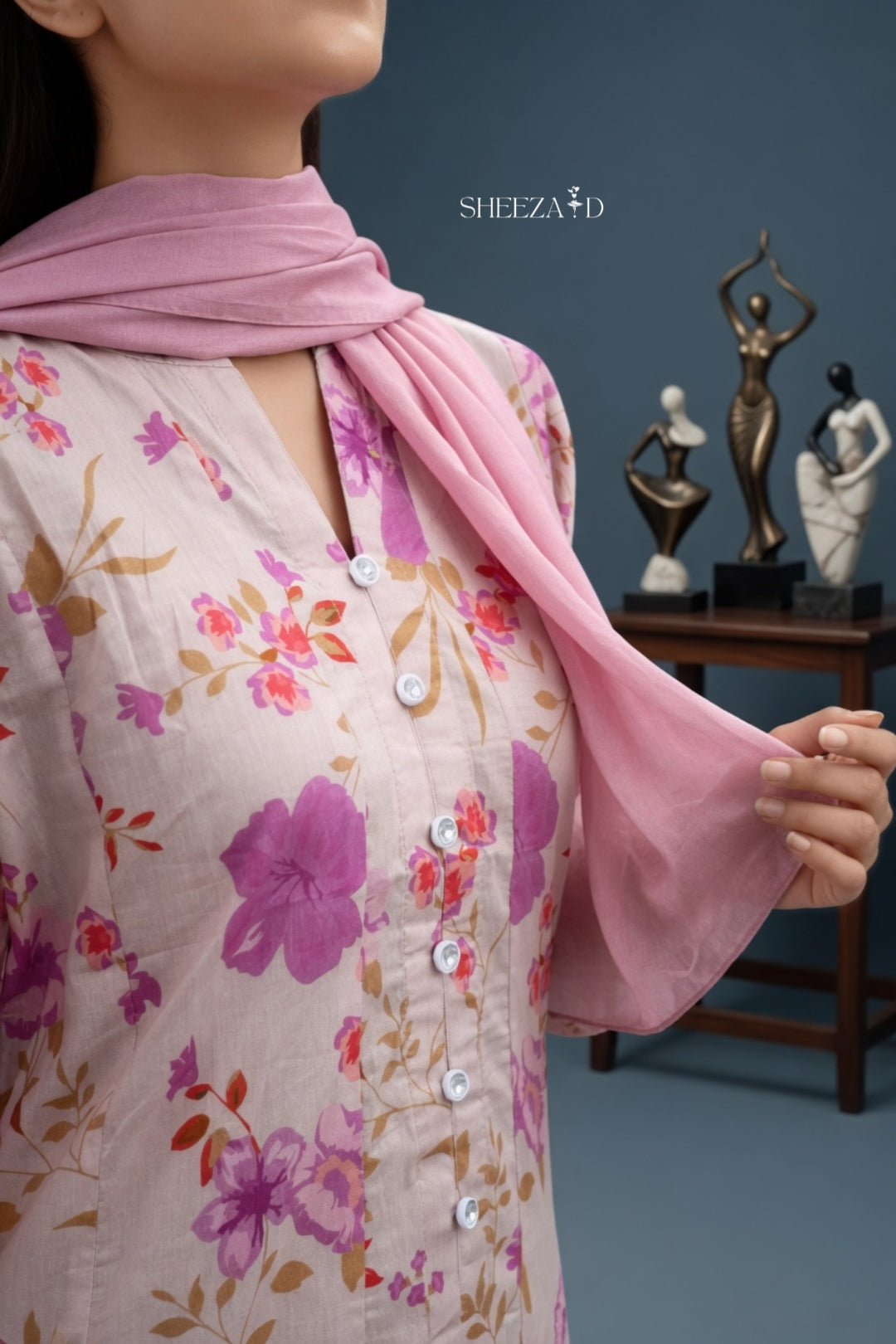 Pink Printed 3pcs Suit