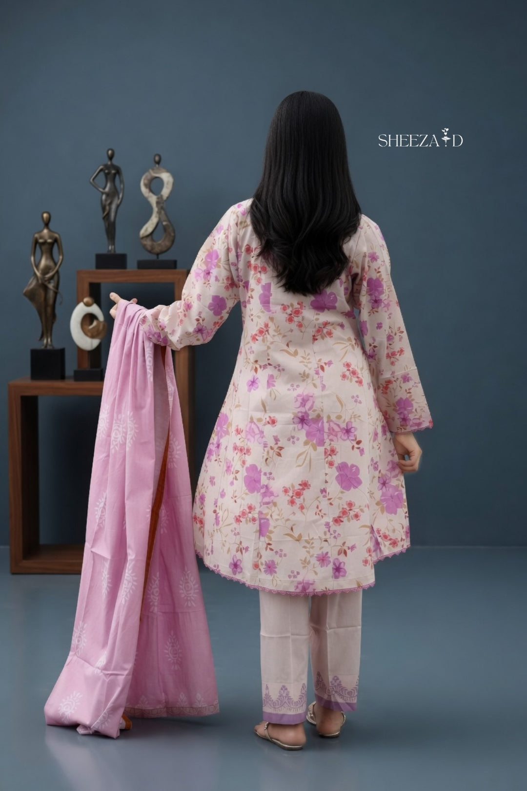 Pink Printed 3pcs Suit