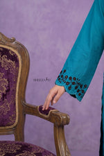 Teal Elegance – Viscose Embroidered 2 Piece Suit