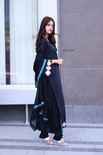 Noir Grace – Black Embroidered Viscose 3 Piece Suit