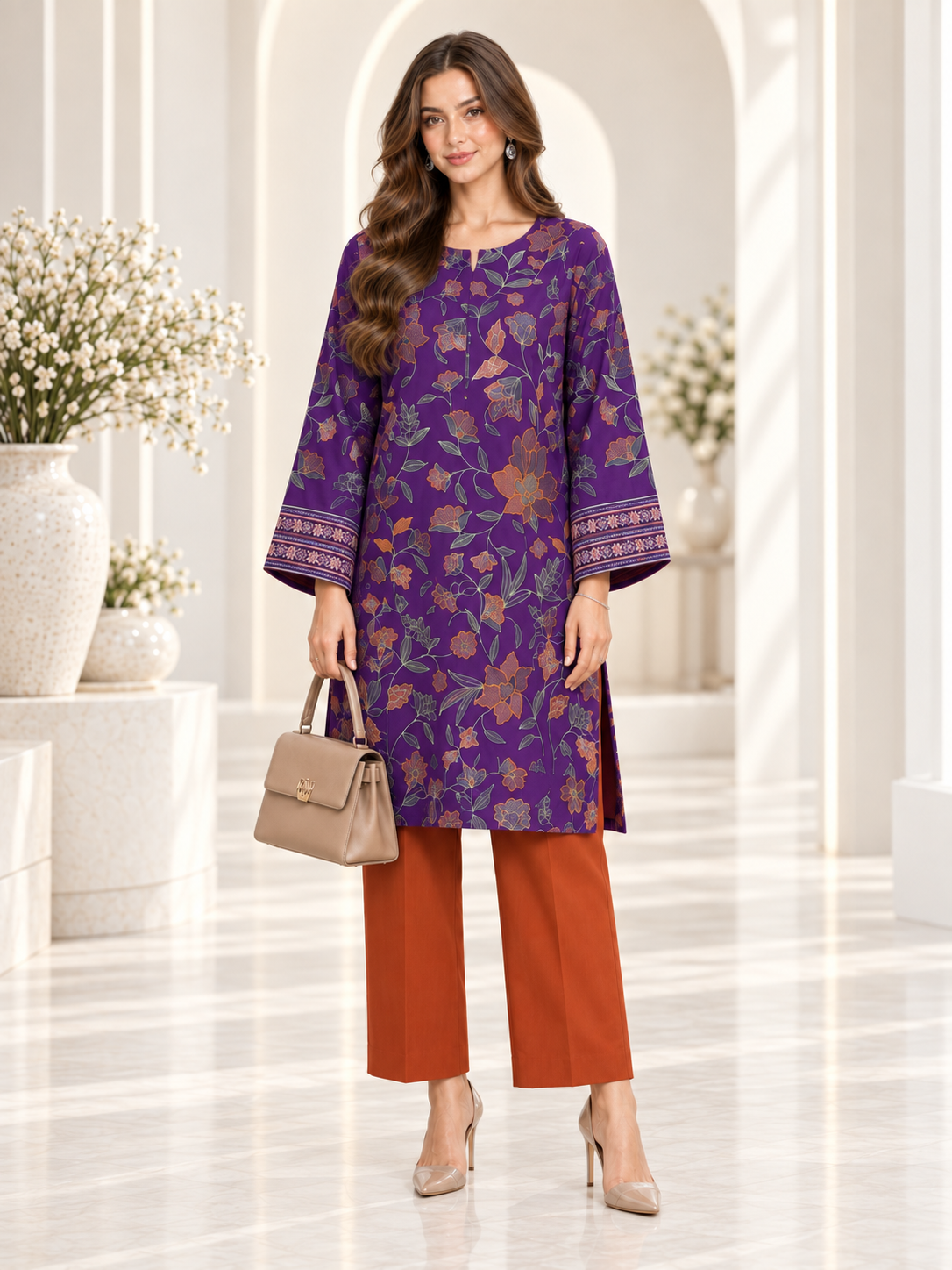Plum Flora Ready To Wear Co Ord Set | SDVL-01