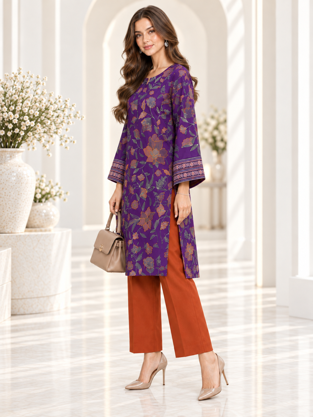 Plum Flora Ready To Wear Co Ord Set | SDVL-01