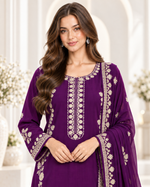 Royal Amethyst – Embroidered Viscose 3 Piece Suit