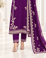 Royal Amethyst – Embroidered Viscose 3 Piece Suit