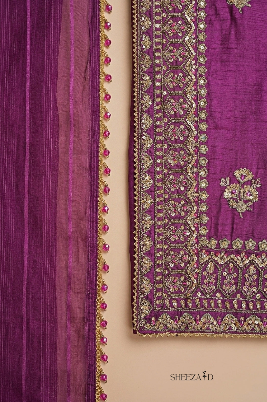 Noor Mahal Zari Silk Suit | SD-SL-26-09