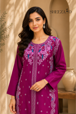Pearl Grace Ready to Wear 2 Pcs Embroidered Raw Silk Kaftan | SDVL-04