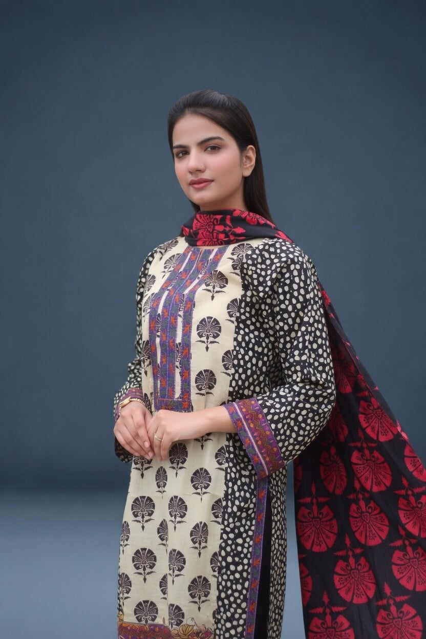 Printed Lawn 3pcs Suit