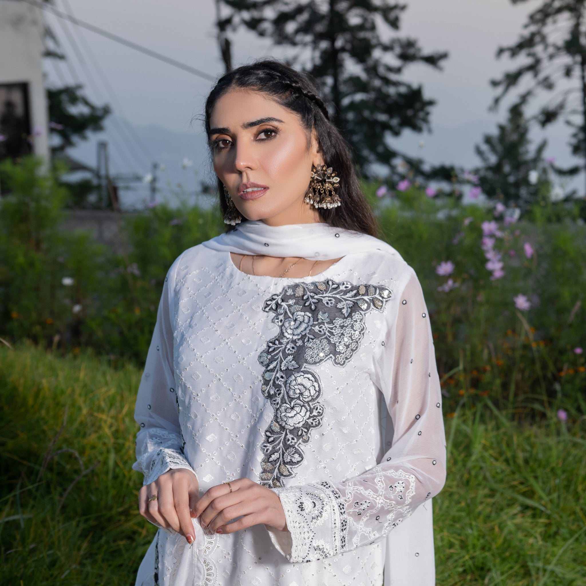 White Fully Embroidered 3-Piece Festive Pret