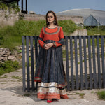 Printed Orange Embroidered Maxi 3-Piece Festive Pret