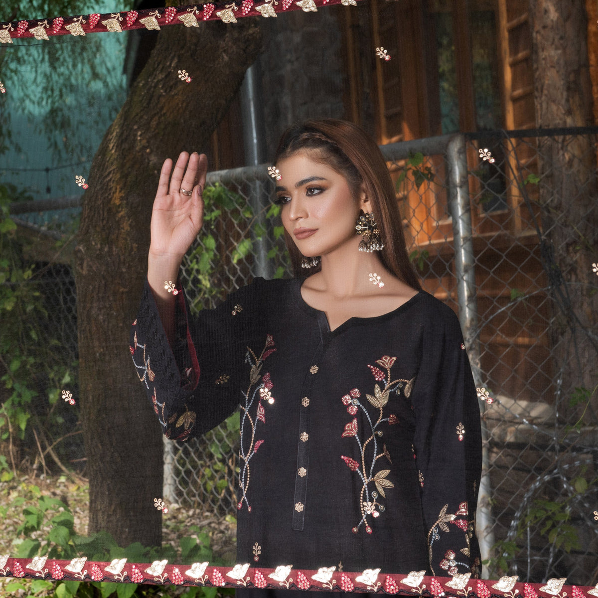 Black Fully Embroidered 3-Piece Summar Luxe Pret