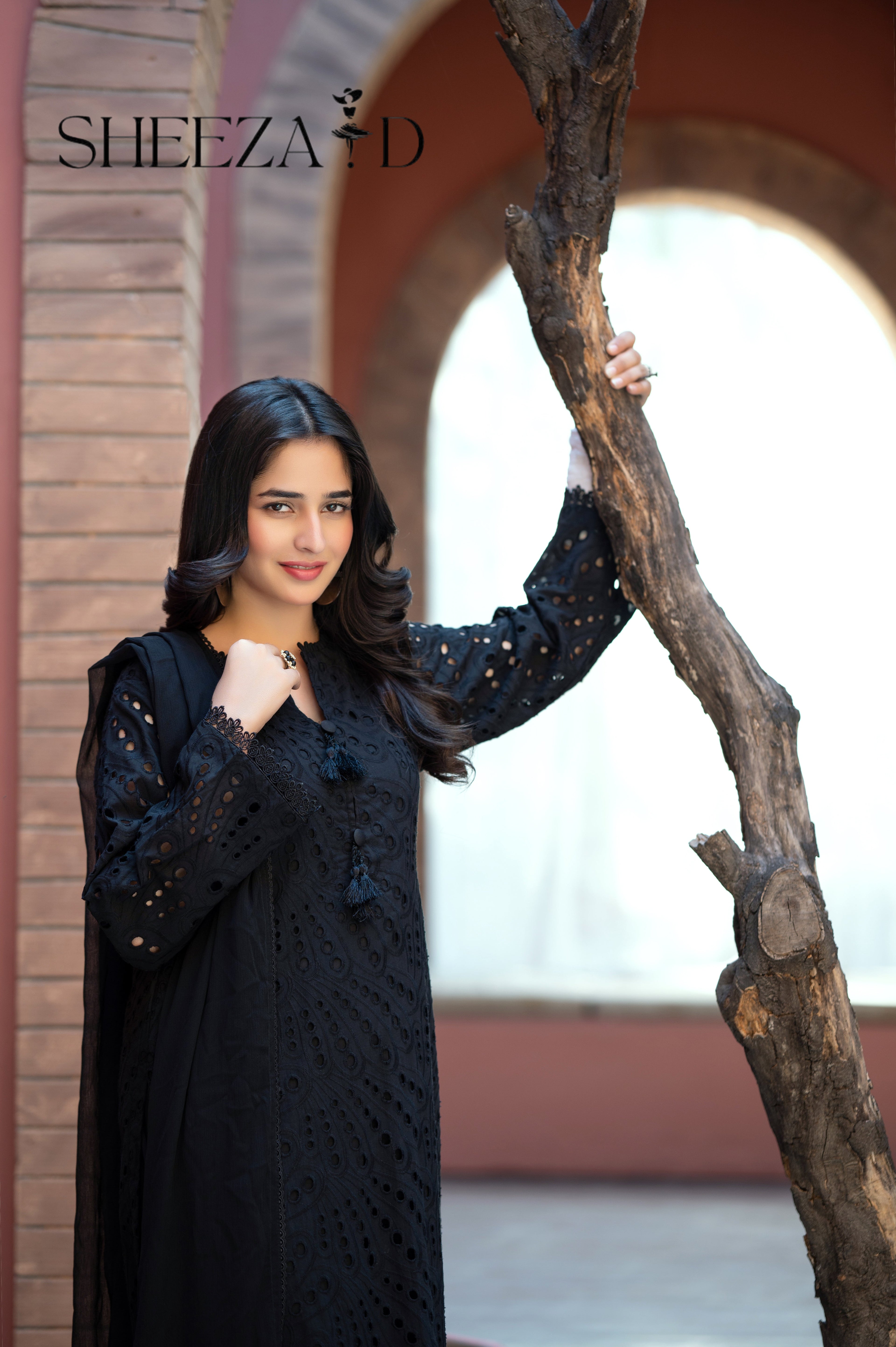 Black Pearl Chikankari 3 Piece Suit