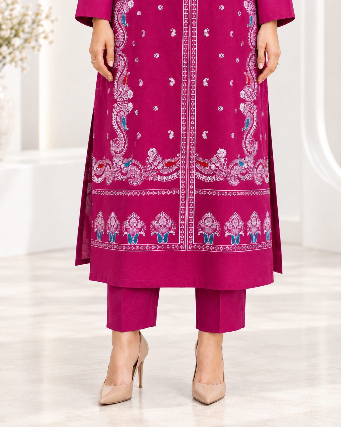 Pearl Grace Ready to Wear 2 Pcs Embroidered Raw Silk Kaftan | SDVL-04
