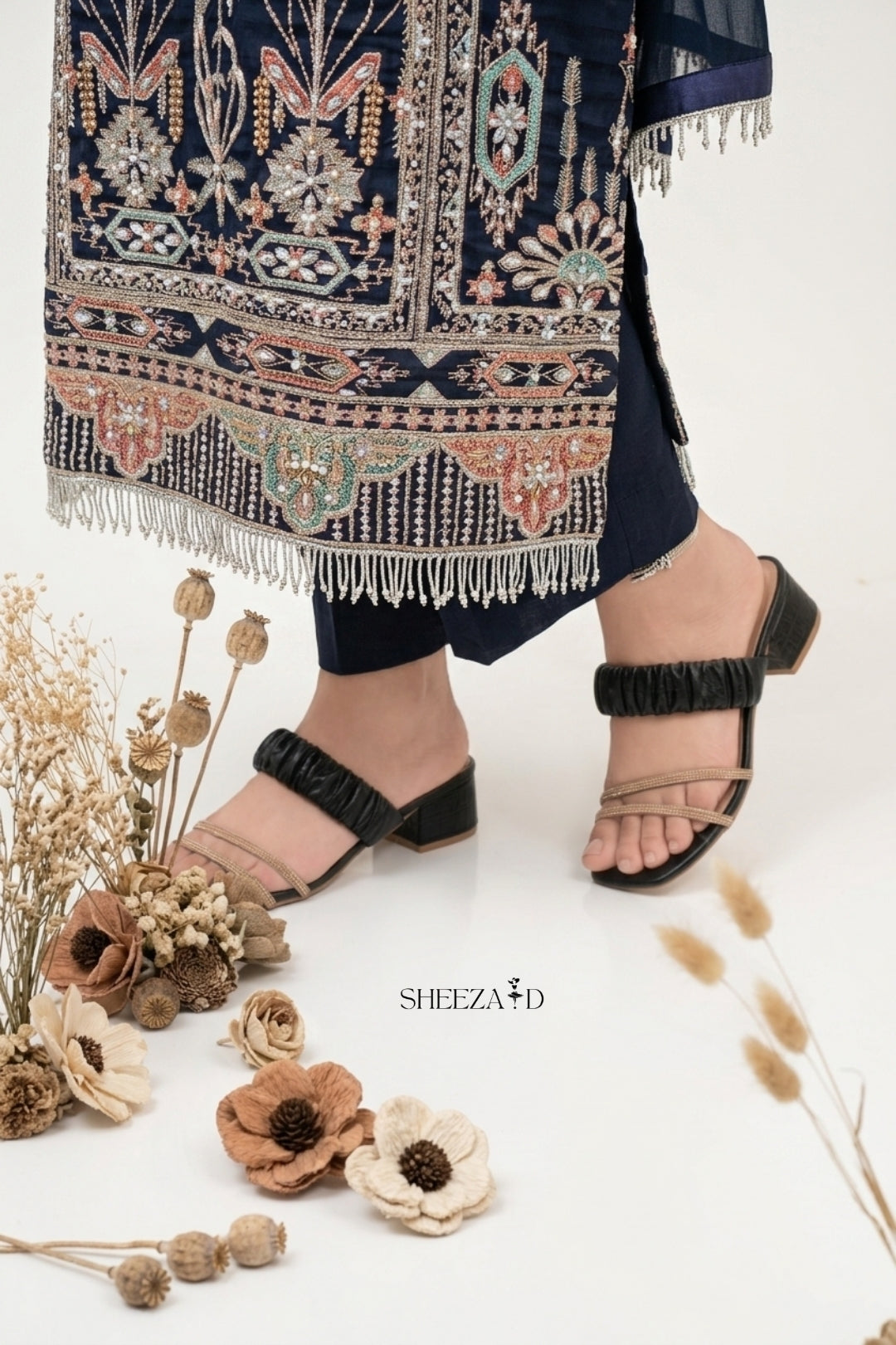 Navy Blue Hand-Embroidered Luxury 3-Piece Suit