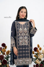 Navy Blue Hand-Embroidered Luxury 3-Piece Suit