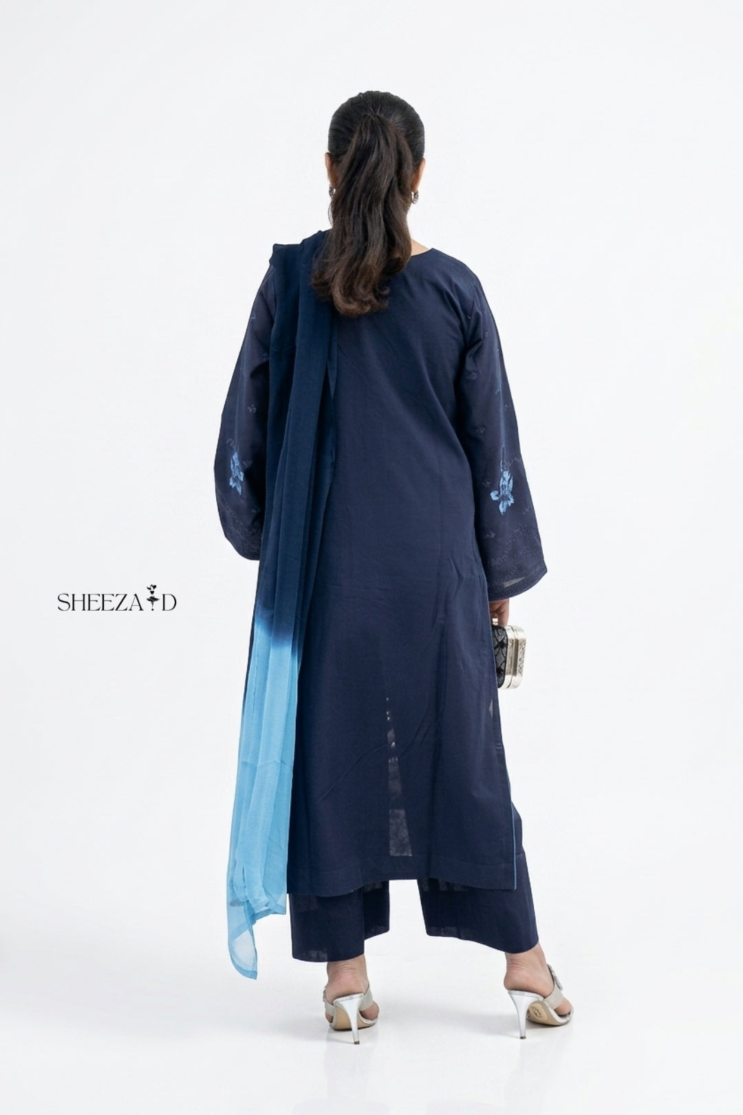 Midnight Navy Embroidered 3-Piece Kurta Set