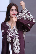 Brown Elegance – Embroidered Viscose 3-Piece Suit