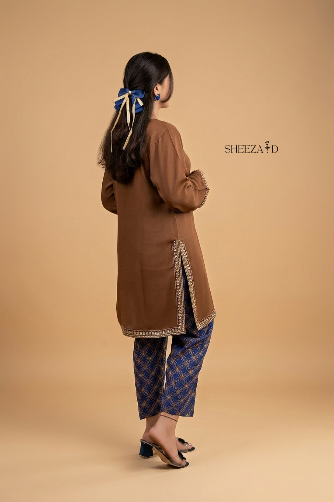 2PC Embroidered Raw Silk Suit | Casual Suit