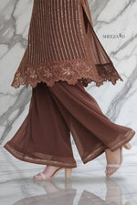 Noor-e-Brown Chiffon Embroidered 3-Piece Suit