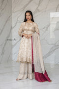 Skin Zari Silk Embroidered 3pcs Suit