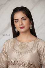 Skin Zari Silk Embroidered 3pcs Suit