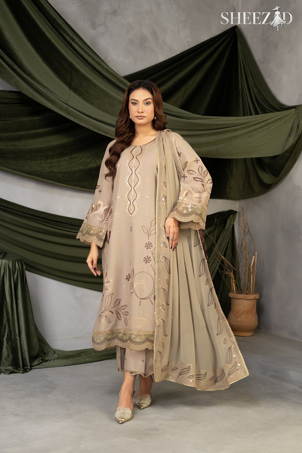 Skin Glow Embroidered Ensemble