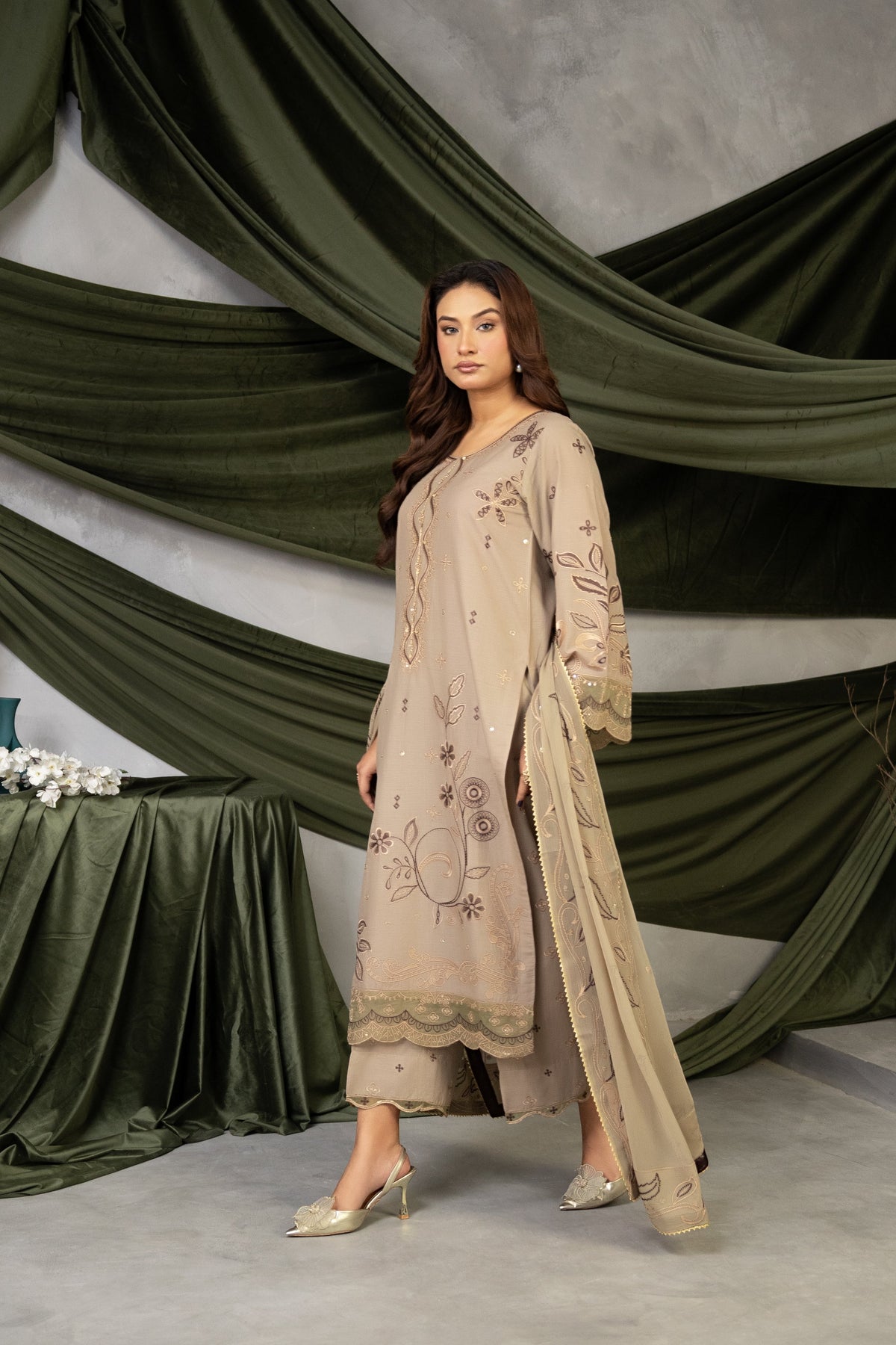 Skin Glow Embroidered Ensemble