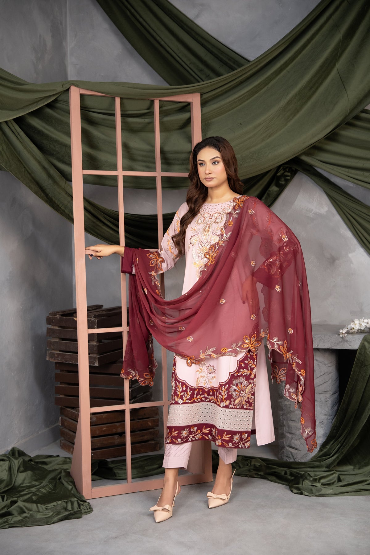 Blush Maroon Elegance 3pcs Lawn Suit