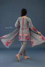 Grey Floral 3-Piece Lawn Suit | SD-PR-01