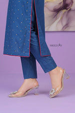 Blue Embroidered Viscose 2-Piece | Casual Women’s Suit