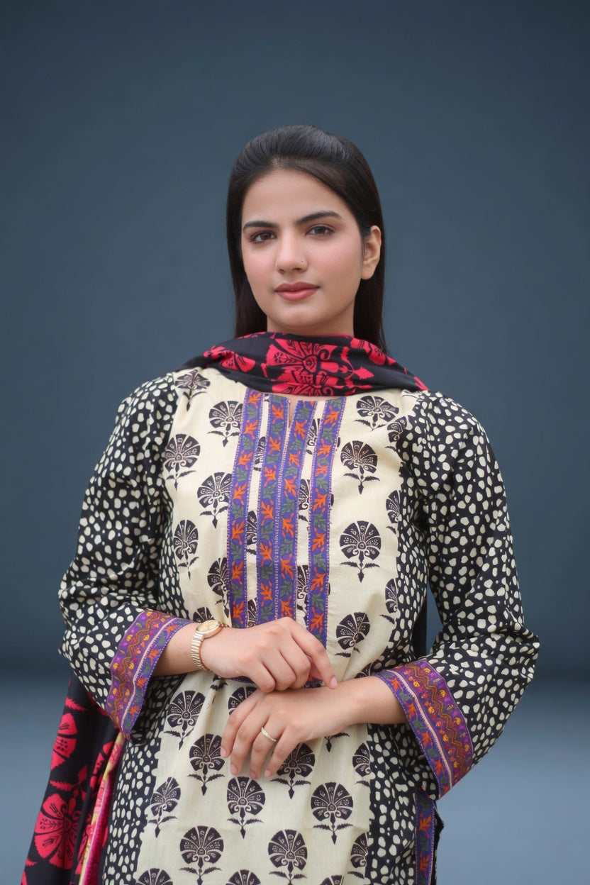 Printed Lawn 3pcs Suit