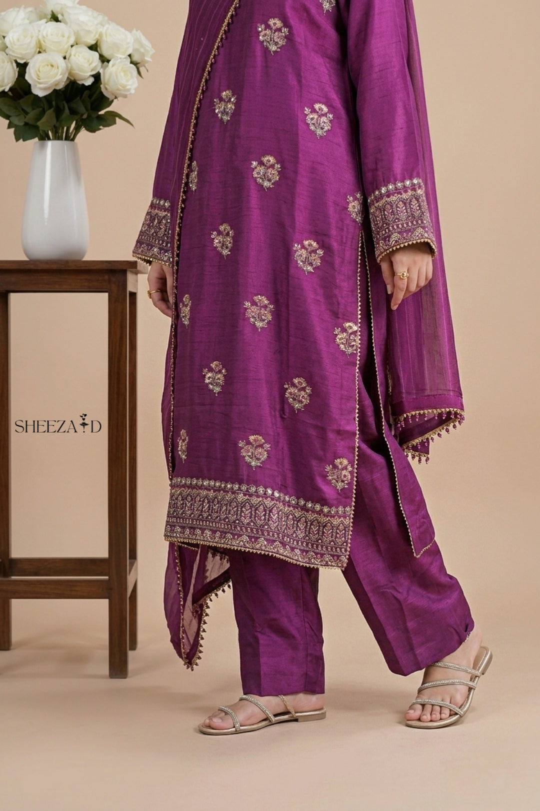 Noor Mahal Zari Silk Suit | SD-SL-26-09