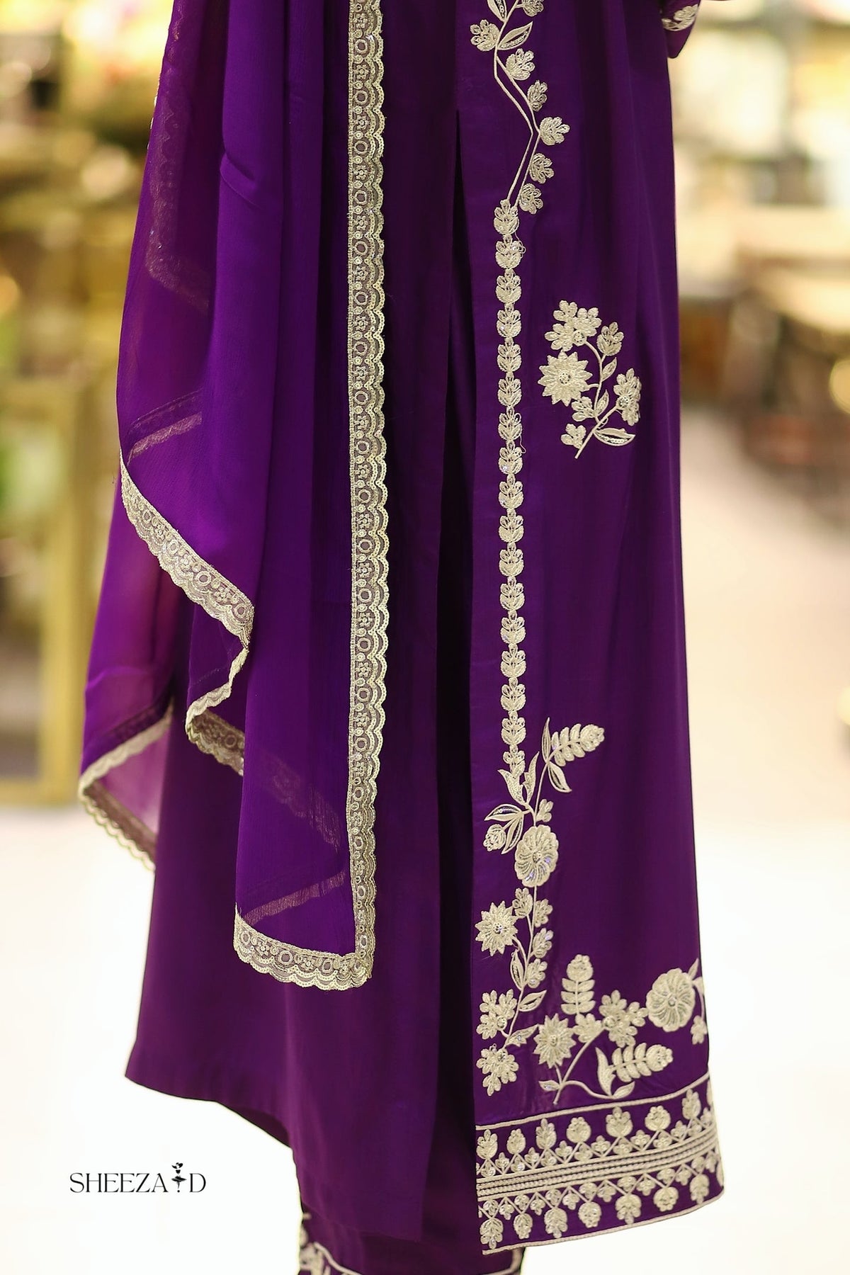 Royal Amethyst – Embroidered Viscose 3 Piece Suit
