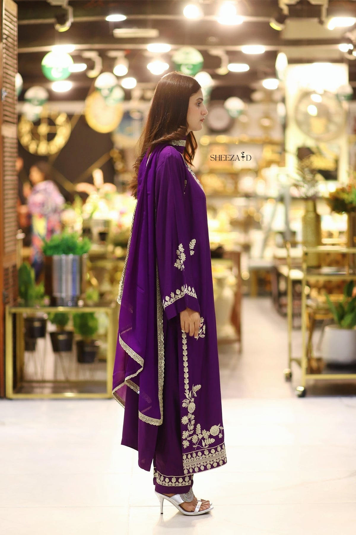 Royal Amethyst – Embroidered Viscose 3 Piece Suit