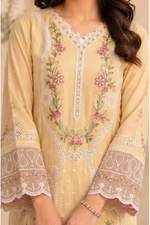 Skin Colour 3pcs Embroidered Lawn Suit | Global Fastion Edit's