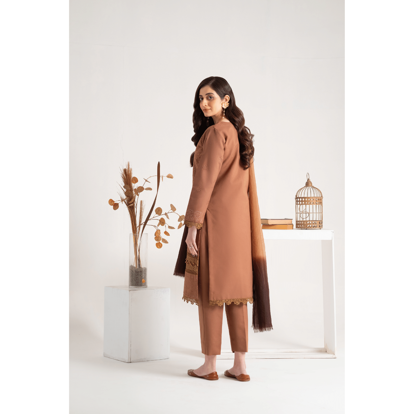 Linen Casual Women Dress | 3 Piece Embroidered Linen Dress | - SHEEZA.D