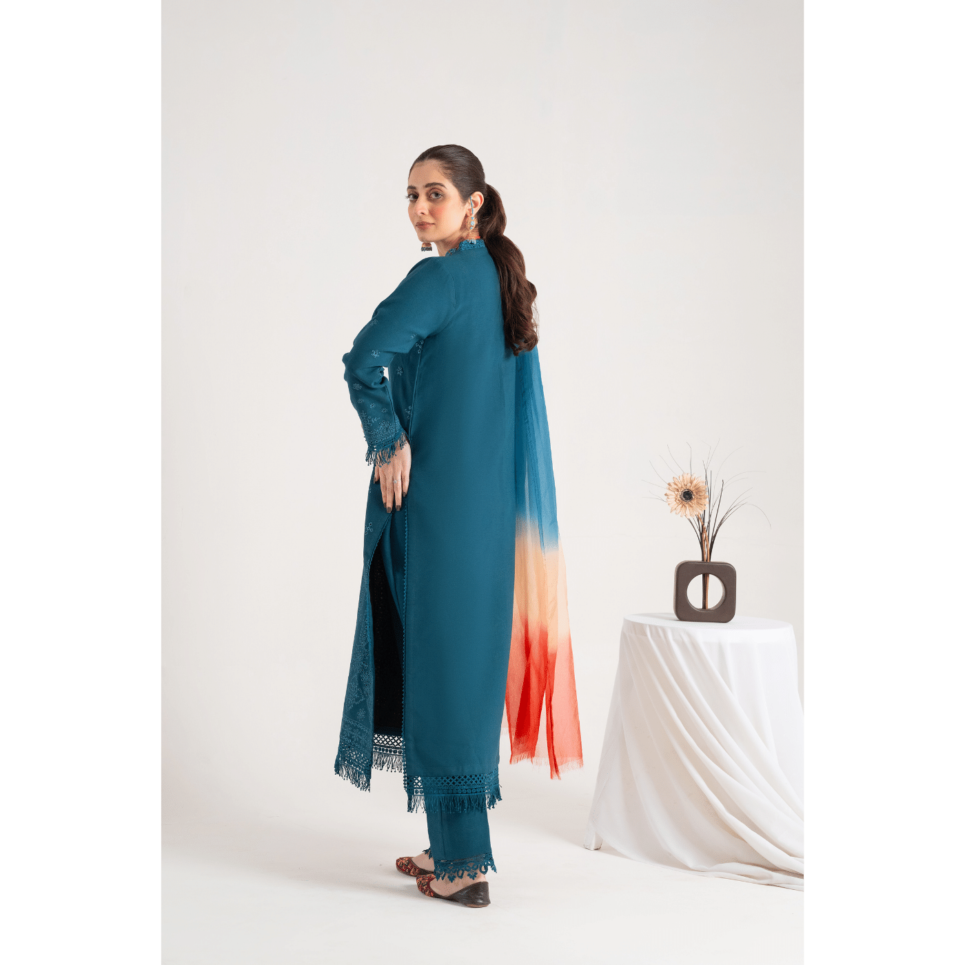 Linen Casual Women Dress | 3 Piece Embroidered Linen Dress | - SHEEZA.D