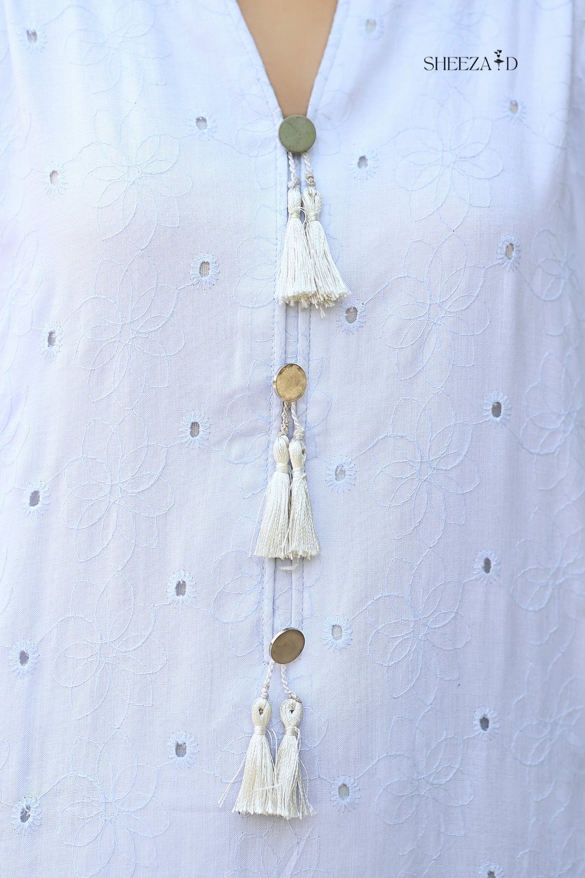 White Chicken Kari Lawn Suit With Black Printed Trouser