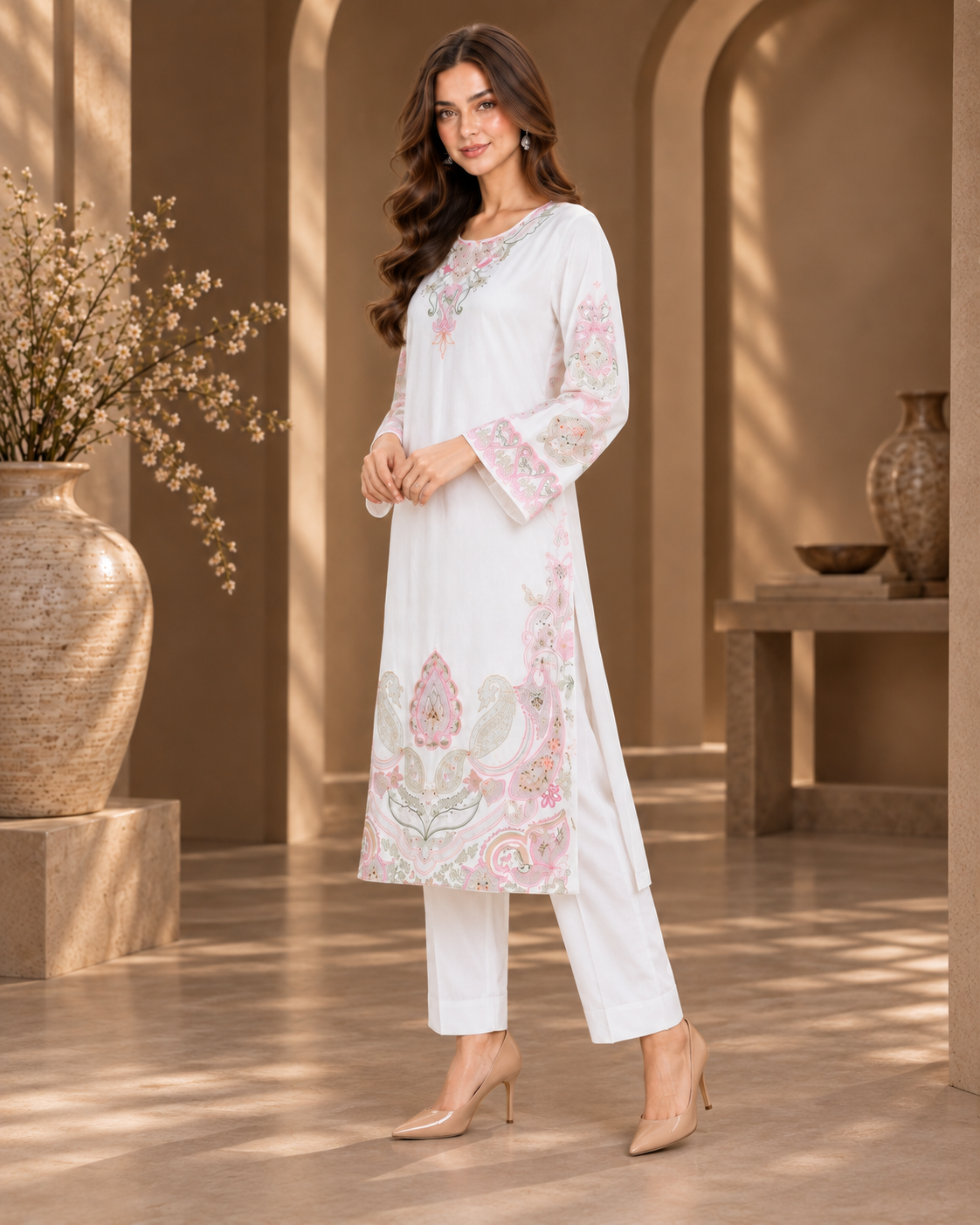 Ivory Whisper Ready to Wear 2 Pcs Embroidered Shirt | SDVL-02
